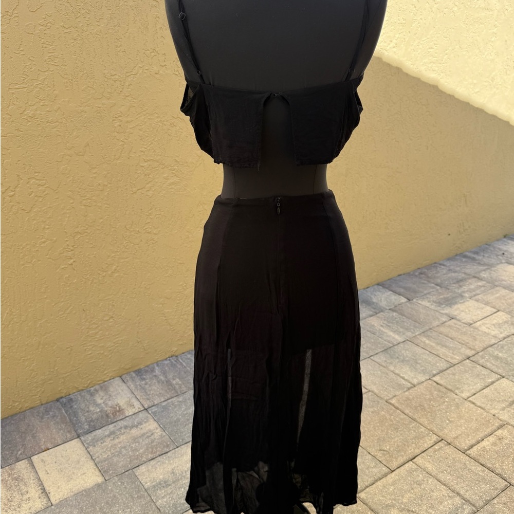 REFORMATION Black Gauzy Two-Piece Crop Top + Skirt Set Sz 2 $298 - Picture 9 of 12